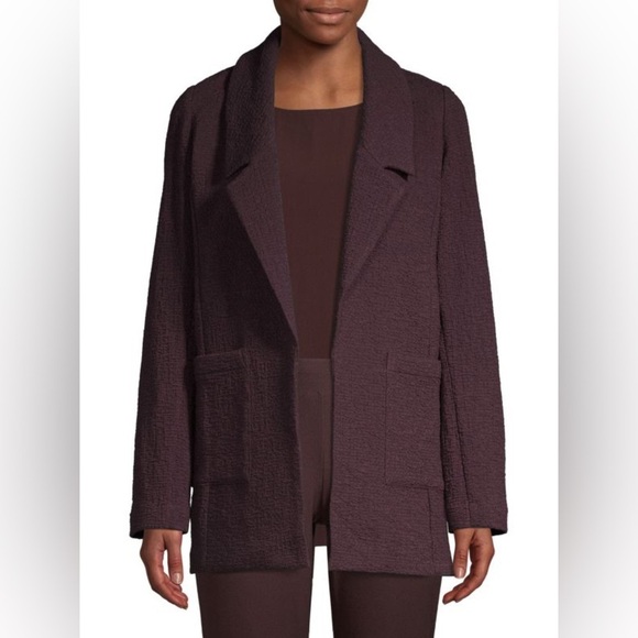 EILEEN FISHER Women’s Notch Collar Jacket Open Blazer in Plum Size M Business - Picture 1 of 8